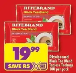 Shoprite Ritebrand Black Tea Blend Tagless Teabags 100 per pack offer