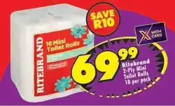 Shoprite RITEBRAND 2-PLY MINI TOILET ROLLS 18 per pack offer
