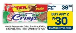 Pick n Pay Hypermarket Nestlé Peppermint Crisp, Bar-One, KitKat, Smarties, Rolo, Tex or Smarties 42-70g offer