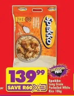 Shoprite Spekko Long Grain Parboiled White Rice 10kg offer