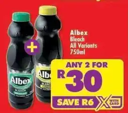 Shoprite ALBEX BLEACH all variants 750ml offer