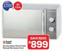 Pick n Pay Hypermarket Russell Hobbs 20 Litre Silver Mirror Finish Manual Microwave Oven offer