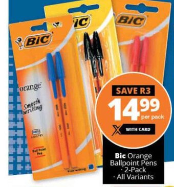 Checkers Bic Orange Ballpoint Pens 2-Pack offer