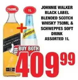 Boxer Liquors Johnnie walker black label blended scotch whisky & schweppes soft drink assorted offer