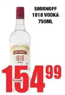 Boxer Liquors Smirnoff 1818 vodka offer