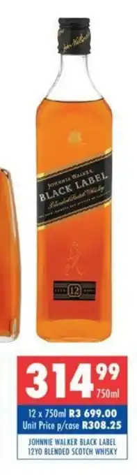 Ultra Liquors Johnnie Walker Black Label 12YO Blended Scotch Whisky 750ml offer