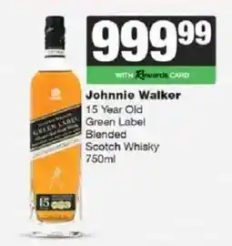 Spar Tops Johnnie Walker 15 Year Old Green Label Blended Scotch Whisky offer