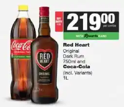 Spar Tops Red Heart Original Dark Rum and Coca-Cola offer