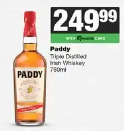 Spar Tops Paddy Triple Distilled Irish Whiskey offer