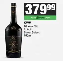 Spar Tops KWV 10 Year Old Potstill Barrel Select offer