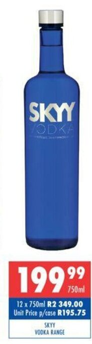 Ultra Liquors Skyy Vodka Range 750ml offer