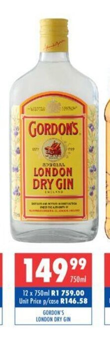 Ultra Liquors Gordon's London Dry Gin 750ml offer