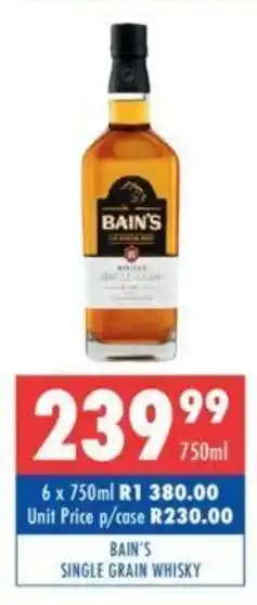 Bain's Single Grain Whisky 750ml
