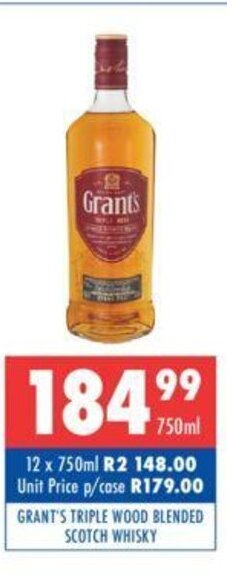 Ultra Liquors Grant's Triple Wood Blended Scotch Whisky 750ml offer
