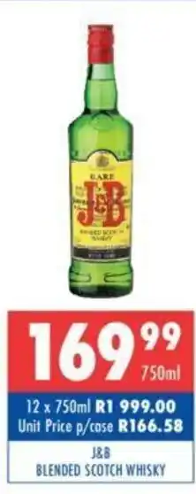 Ultra Liquors J&B Blended Scotch Whisky 750ml offer
