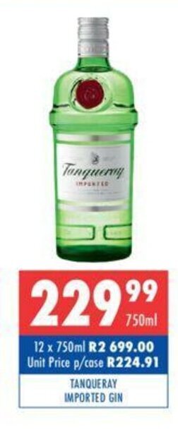 Ultra Liquors Tanqueray Imported Gin 750ml offer