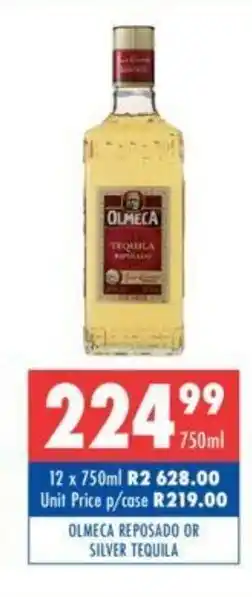 Ultra Liquors Olmeca Reposado or Silver Tequila 750ml offer