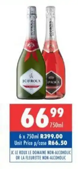 Ultra Liquors JC Le Roux Le Domaine Non-Alcoholic or La Fleurette Non-Alcoholic 750ml offer