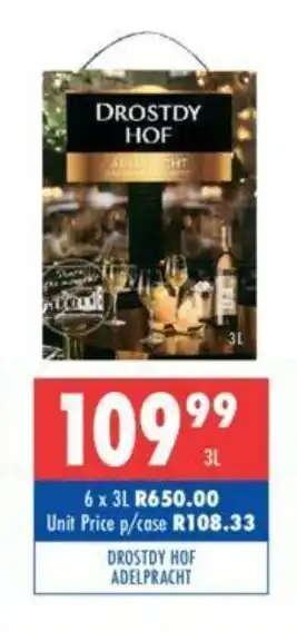 Ultra Liquors Drostdy Hof Adelpratch 3L offer