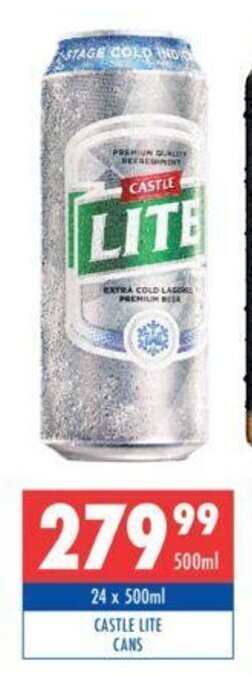 Ultra Liquors Castle Lite Cans 24 x 500ml offer