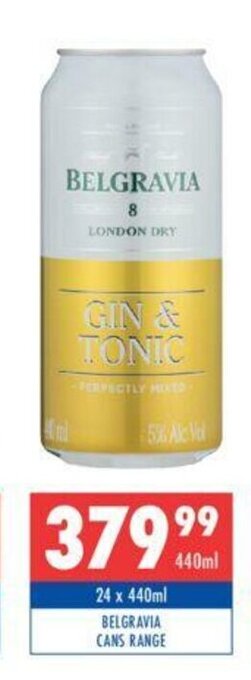 Ultra Liquors Belgravia Cans Range 24 x 440ml offer