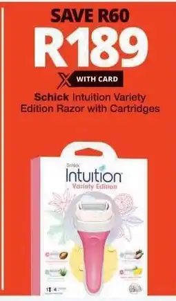 Checkers Schick Intuition Variety Edition Razor with Cartridges offer