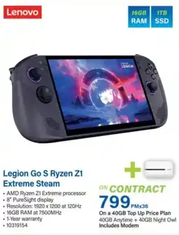 Incredible Connection Lenovo Legion Go S Ryzen Z1 Extreme Steam offer