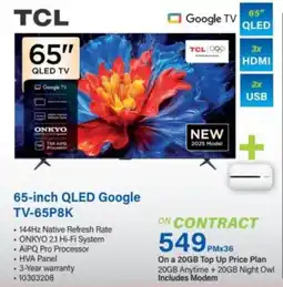 Incredible Connection TCL 65-inch QLED Google TV-65P8K offer