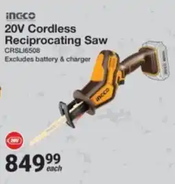 Mica Ingco 20V Cordless Reciprocating Saw offer