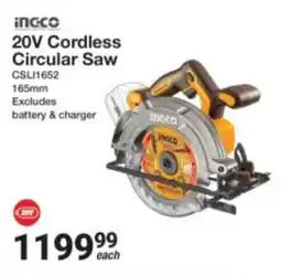 Mica Ingco 20V Cordless Circular Saw offer