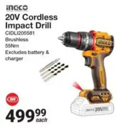 Mica Ingco 20V Cordless Impact Drill offer