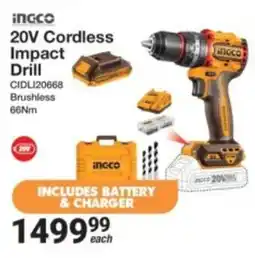 Mica Ingco 20V Cordless Impact Drill offer