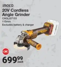 Mica Ingco 20V Cordless Angle Grinder offer