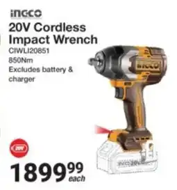 Mica Ingco 20V Cordless Impact Wrench offer