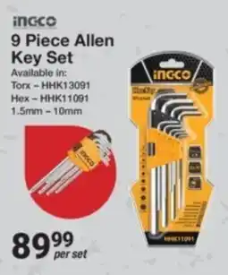 Mica Ingco 9 Piece Allen Key Set offer