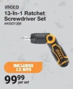 Mica Ingco 13-In-1 Ratchet Screwdriver Set offer