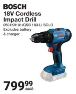 Mica Bosch 18V Cordless Impact Drill offer