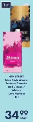 President Hyper 4th Street Tetra Pack Wines Natural Sweet Red/ Rosé/ White/ Late Harvest offer
