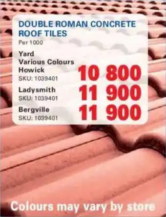 Cashbuild Double roman concrete roof tiles offer