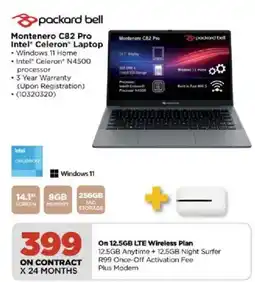 HiFi Corp Packard Bell Montenero C82 Pro Intel Celeron Laptop offer