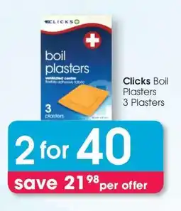 Clicks Clicks Boil Plasters 3 Plasters offer