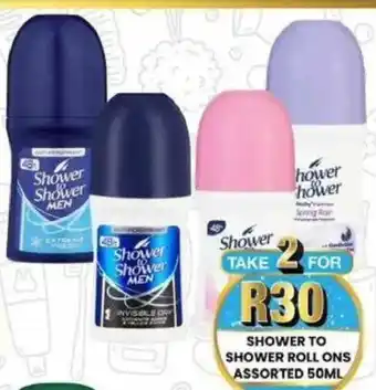 Take 'n Pay Shower to shower roll ons assorted offer