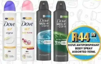 Take 'n Pay Dove antiperspirant body spray assorted offer