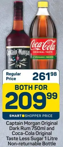 Pick n Pay Captain Morgan Original Dark Rum and Coca-Cola Original Taste Less Sugar Non-returnable Bottle offer
