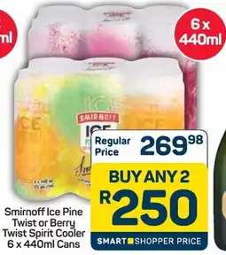 Pick n Pay Smirnoff Ice Pine Twist or Berry Twist Spirit Cooler Cans offer