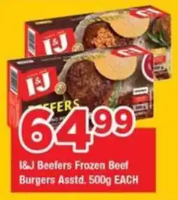 OK Grocer I&J Beefers Frozen Beef Burgers offer