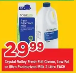 OK Grocer Crystal Valley Fresh Full Cream, Low Fat or Ultra Pasteurized Milk offer