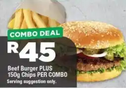 OK Grocer Beef Burger plus Chips offer