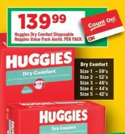 OK Grocer Huggies Dry Comfort Disposable Nappies Value Pack offer