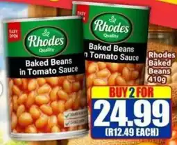 Three Star Cash and Carry Rhodes Baked Beans in Tomato Sauce offer